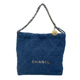 シャネル CHANEL CHANEL22スモール AS3260 ブルー GDxSV金具 デニム レディース ショルダーバッグ