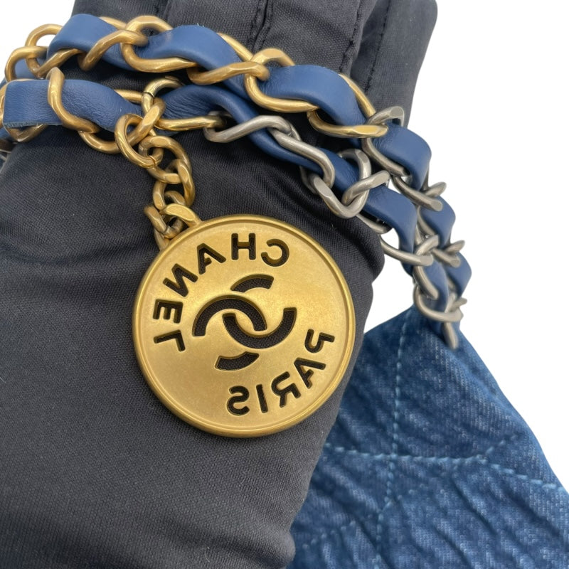 シャネル CHANEL CHANEL22スモール AS3260 ブルー GDxSV金具 デニム レディース ショルダーバッグ
