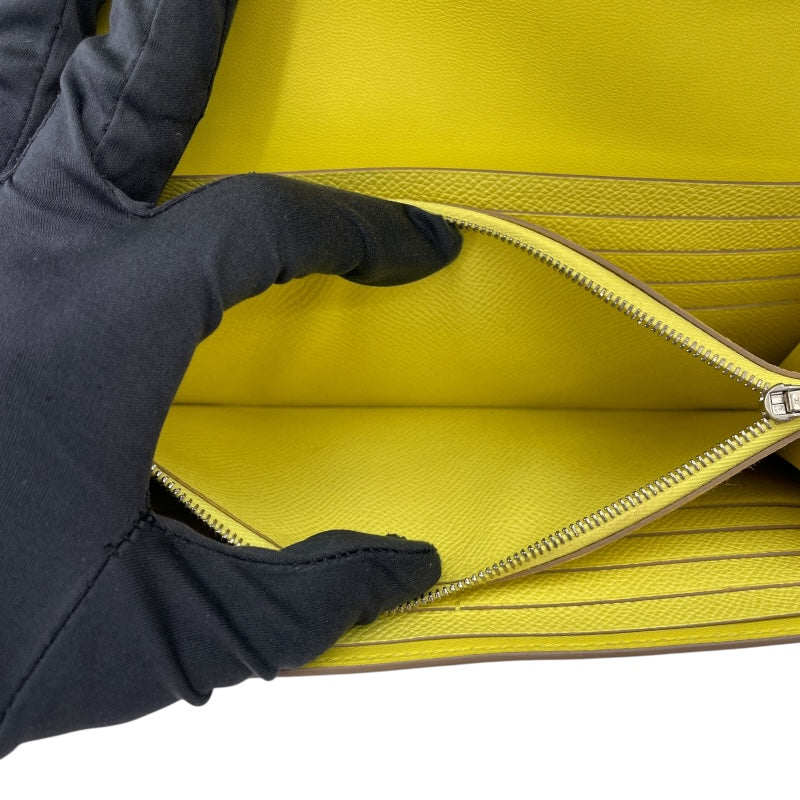エルメス HERMES コンスタンスロング □R刻 ライム SV金具 エプソン レディース 長財布