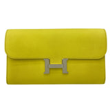 エルメス HERMES コンスタンスロング □R刻 ライム SV金具 エプソン レディース 長財布