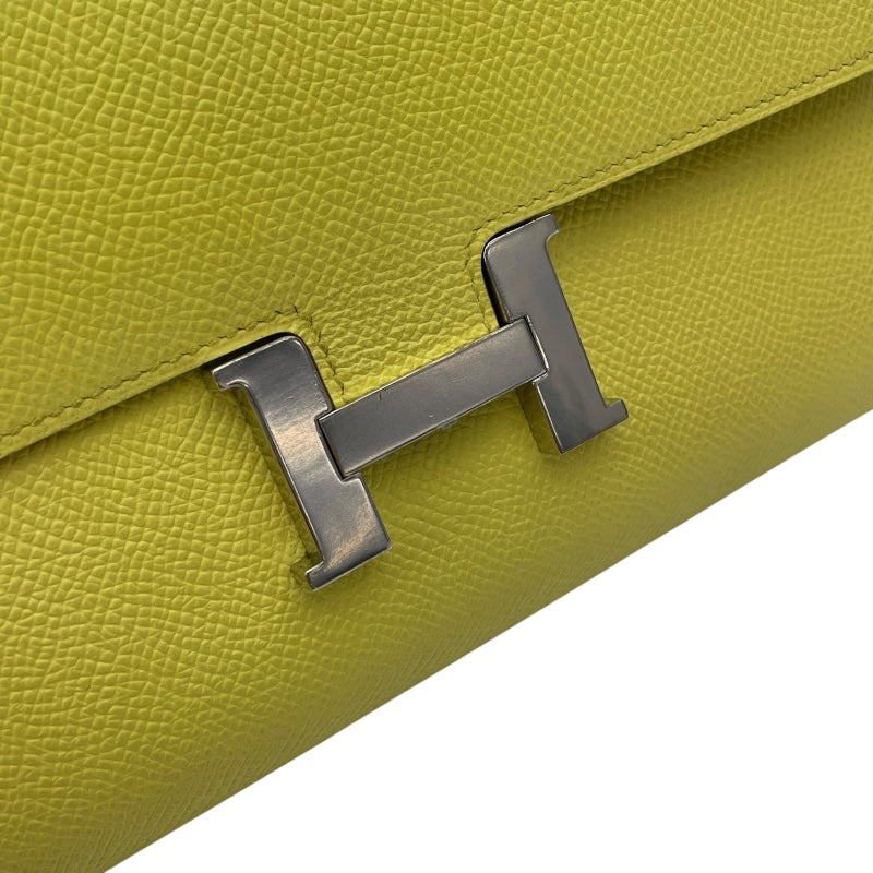 エルメス HERMES コンスタンスロング □R刻 ライム SV金具 エプソン レディース 長財布