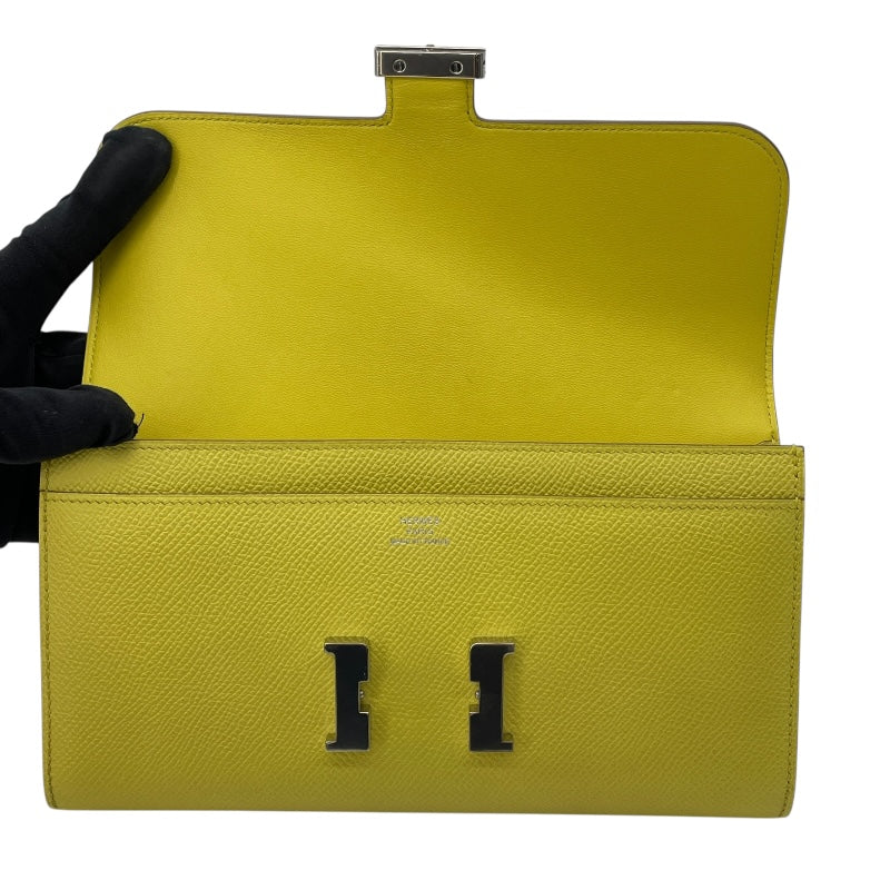 エルメス HERMES コンスタンスロング □R刻 ライム SV金具 エプソン レディース 長財布