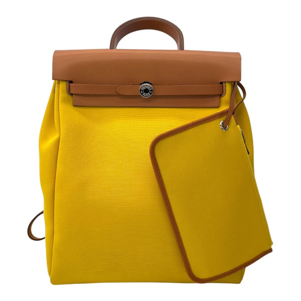 エルメス HERMES エールバッグジップアドPM Z刻 ライム ナチュラル SV金具 トワル ハンター レディース リュック・デイパック