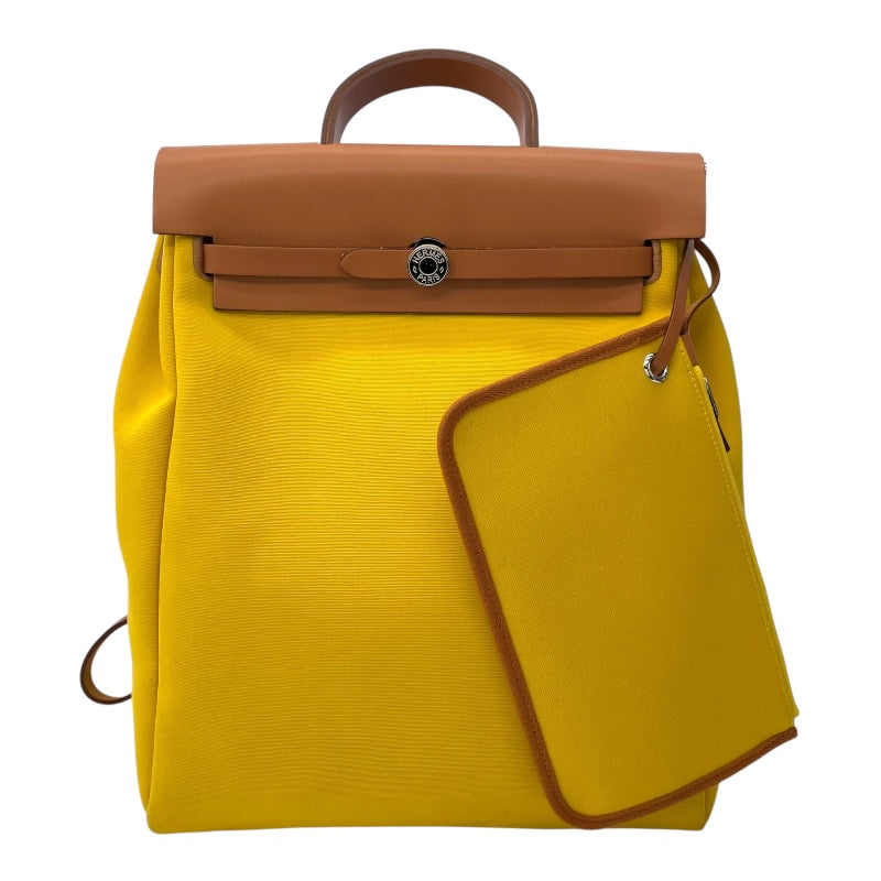エルメス HERMES エールバッグジップアドPM Z刻 ライム ナチュラル SV金具 トワル ハンター レディース リュック・デイパック