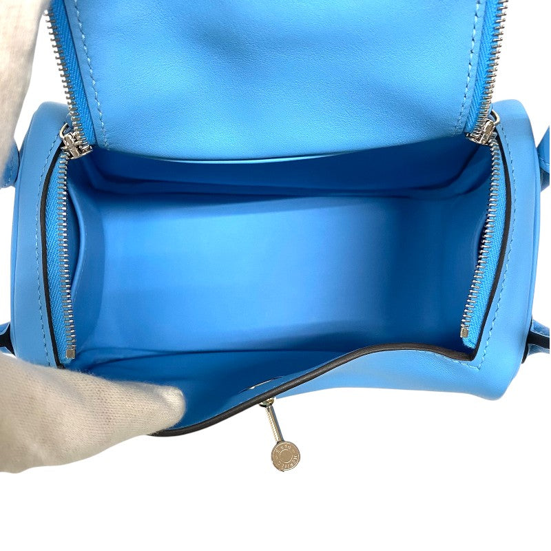 エルメス HERMES リンディミニ W刻 セレスト シルバー金具 スイフト レディース ショルダーバッグ