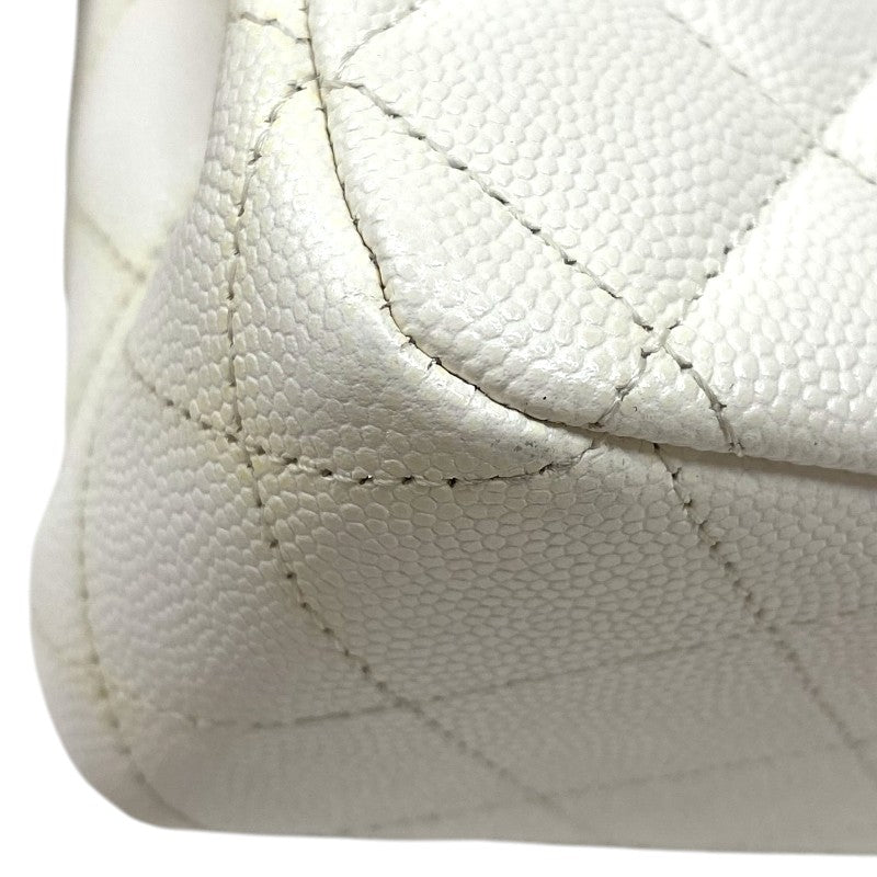 シャネル CHANEL マトラッセ25 A01112 ホワイト ゴールド金具 キャビアスキン レディース ショルダーバッグ