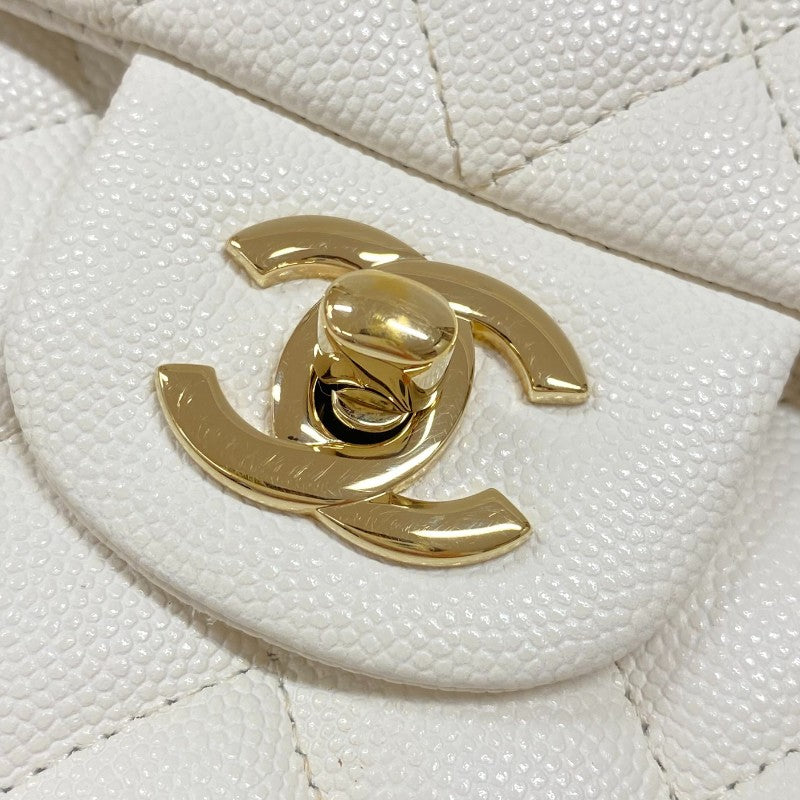 シャネル CHANEL マトラッセ25 A01112 ホワイト ゴールド金具 キャビアスキン レディース ショルダーバッグ