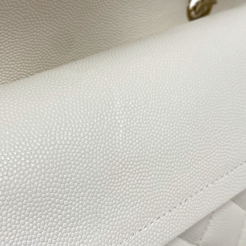 シャネル CHANEL マトラッセ25 A01112 ホワイト ゴールド金具 キャビアスキン レディース ショルダーバッグ