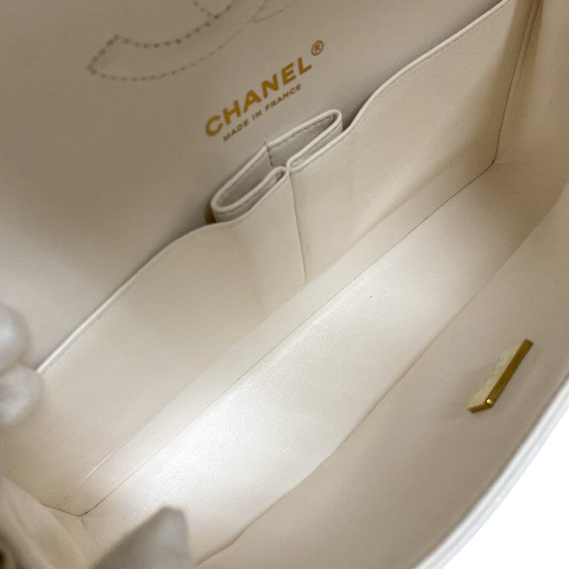 シャネル CHANEL マトラッセ25 A01112 ホワイト ゴールド金具 キャビアスキン レディース ショルダーバッグ