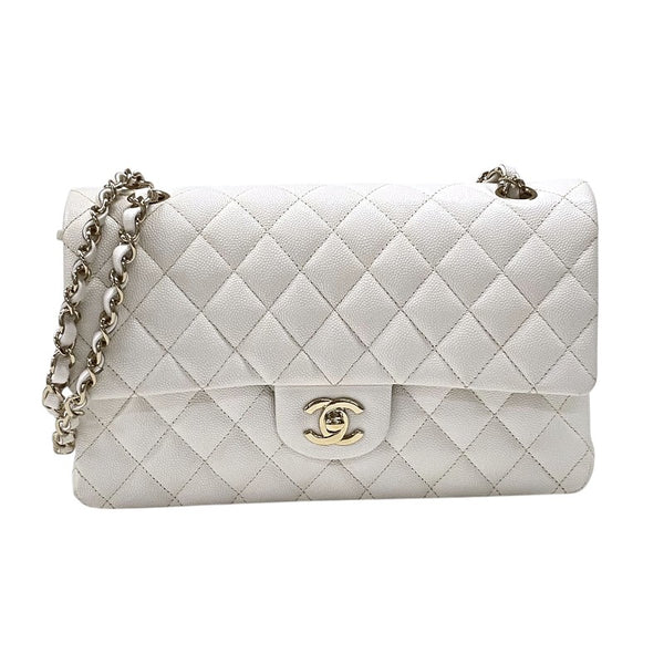 シャネル CHANEL マトラッセ25 A01112 ホワイト ゴールド金具 キャビアスキン レディース ショルダーバッグ