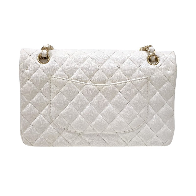 シャネル CHANEL マトラッセ25 A01112 ホワイト ゴールド金具 キャビアスキン レディース ショルダーバッグ