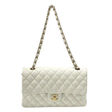 シャネル CHANEL マトラッセ25 A01112 ホワイト ゴールド金具 キャビアスキン レディース ショルダーバッグ