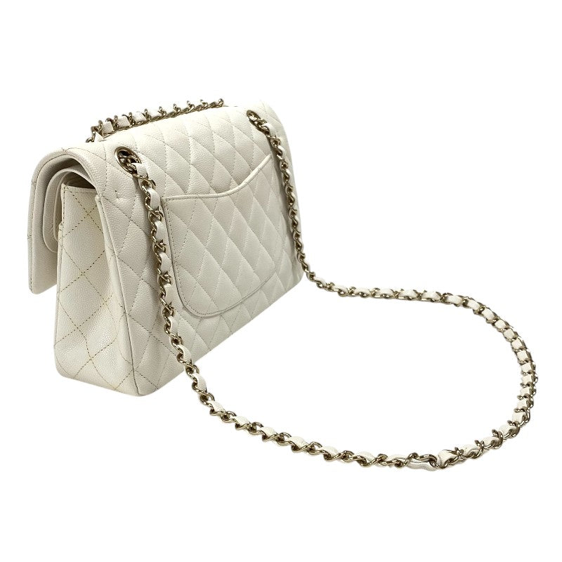 シャネル CHANEL マトラッセ25 A01112 ホワイト ゴールド金具 キャビアスキン レディース ショルダーバッグ
