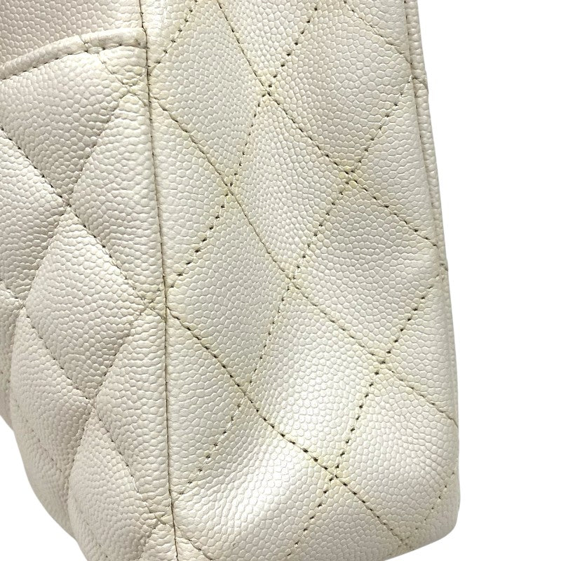 シャネル CHANEL マトラッセ25 A01112 ホワイト ゴールド金具 キャビアスキン レディース ショルダーバッグ