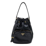 プラダ PRADA デュエット レザーバケットバッグ 1BH038 ブラック ゴールド金具 レディース ハンドバッグ ショルダーバッグ