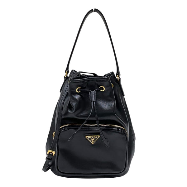 プラダ PRADA デュエット レザーバケットバッグ 1BH038 ブラック ゴールド金具 レディース ハンドバッグ ショルダーバッグ