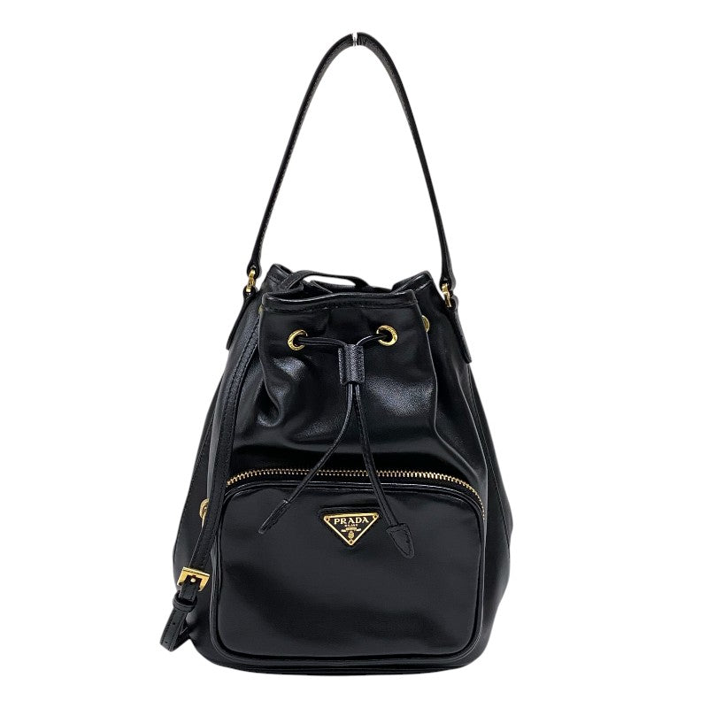 プラダ PRADA デュエット レザーバケットバッグ 1BH038 ブラック ゴールド金具 レディース ハンドバッグ ショルダーバッグ
