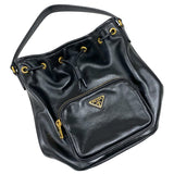 プラダ PRADA デュエット レザーバケットバッグ 1BH038 ブラック ゴールド金具 レディース ハンドバッグ ショルダーバッグ