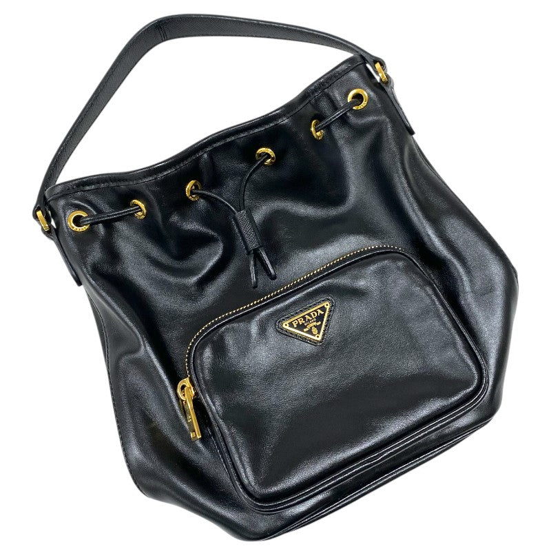 プラダ PRADA デュエット レザーバケットバッグ 1BH038 ブラック ゴールド金具 レディース ハンドバッグ ショルダーバッグ