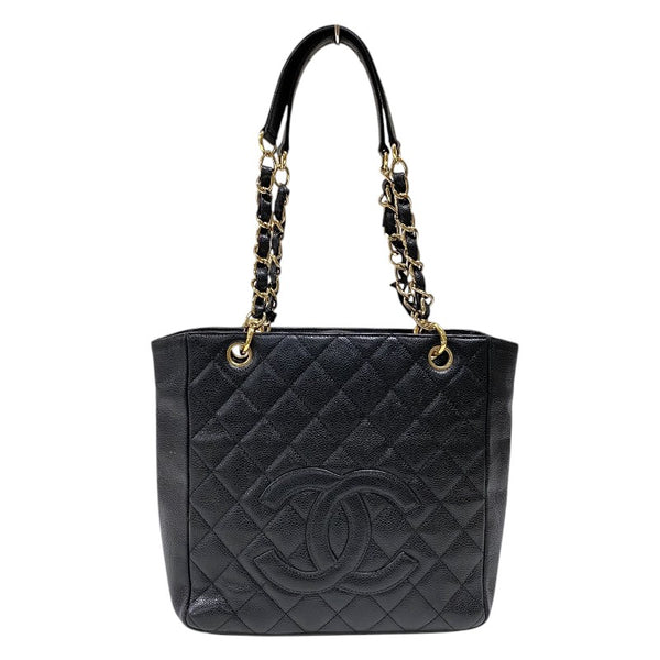 シャネル CHANEL PSTチェーントートバッグ A50994 ブラック ゴールド金具 キャビアスキン レディース ショルダーバッグ