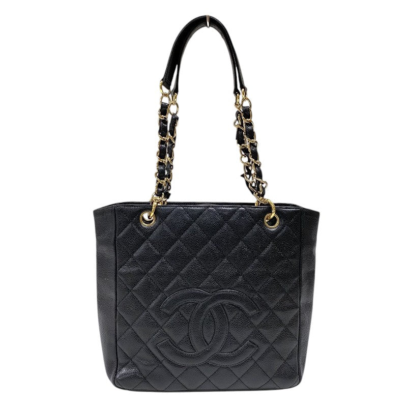 シャネル CHANEL PSTチェーントートバッグ A50994 ブラック ゴールド金具 キャビアスキン レディース ショルダーバッグ