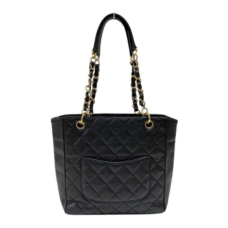 シャネル CHANEL PSTチェーントートバッグ A50994 ブラック ゴールド金具 キャビアスキン レディース ショルダーバッグ
