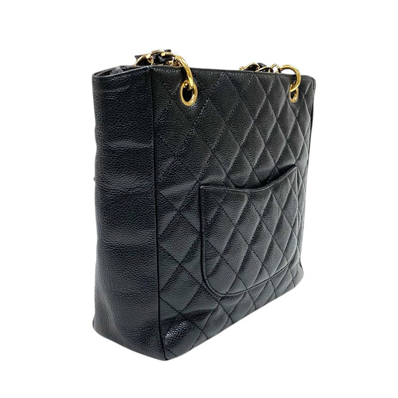 シャネル CHANEL PSTチェーントートバッグ A50994 ブラック ゴールド金具 キャビアスキン レディース ショルダーバッグ