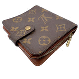 ルイ・ヴィトン LOUIS VUITTON コンパクトジップ M61667 ブラウン　ゴールド金具 モノグラム レディース 二つ折り財布
