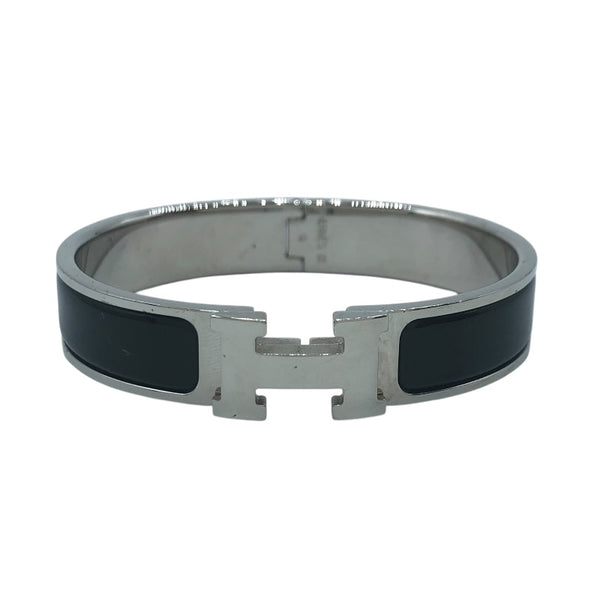 エルメス HERMES クリッククラックPM ブラック SV金具 エナメル/メタル アクセサリー