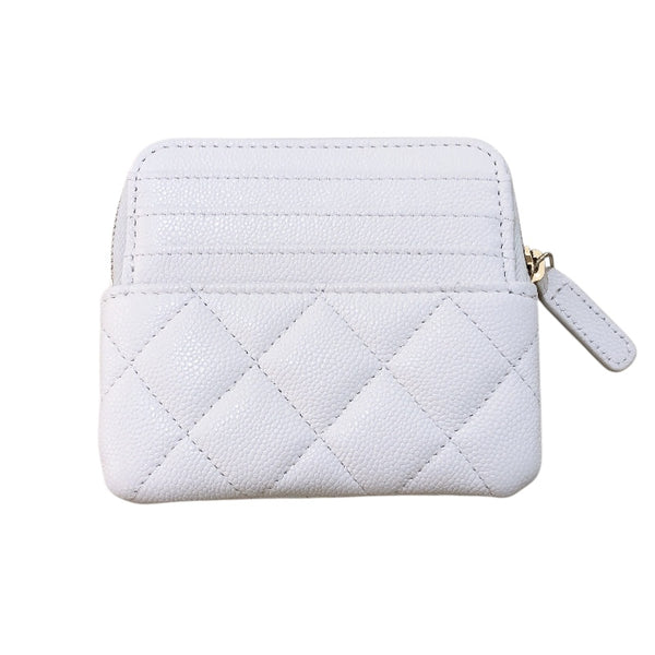 シャネル CHANEL クラシックジップ コインパース AP2061 ホワイト ゴールド金具 キャビア レディース コインケース
