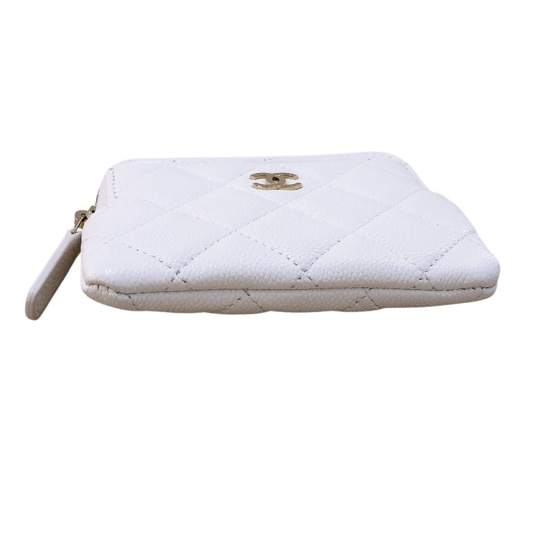 シャネル CHANEL クラシックジップ コインパース AP2061 ホワイト ゴールド金具 キャビア レディース コインケース