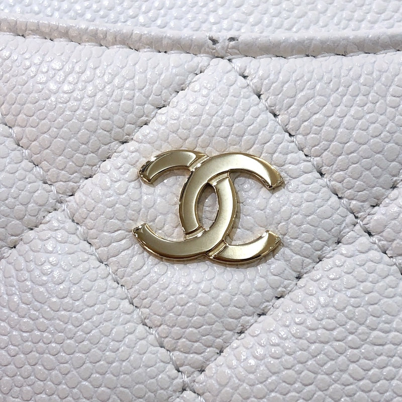 シャネル CHANEL クラシックジップ コインパース AP2061 ホワイト ゴールド金具 キャビア レディース コインケース