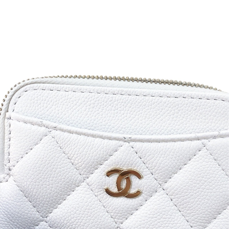 シャネル CHANEL クラシックジップ コインパース AP2061 ホワイト ゴールド金具 キャビア レディース コインケース