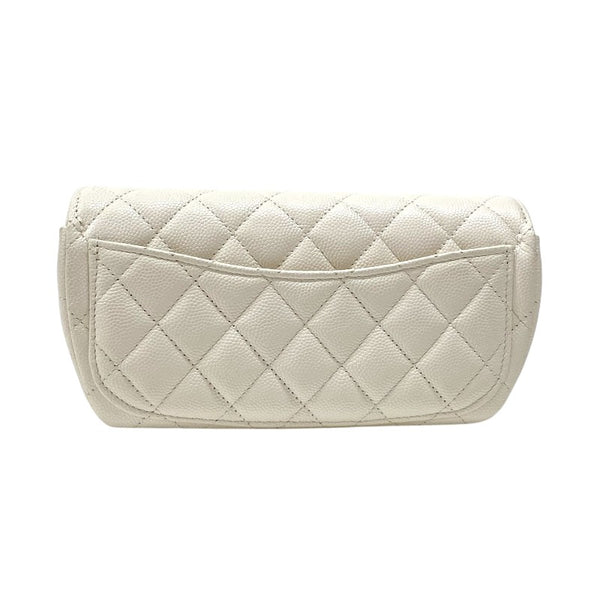 シャネル CHANEL マトラッセ チェーン アイウェアケース AP2044 ホワイト シルバー金具 キャビアスキン レディース ショルダーバッグ