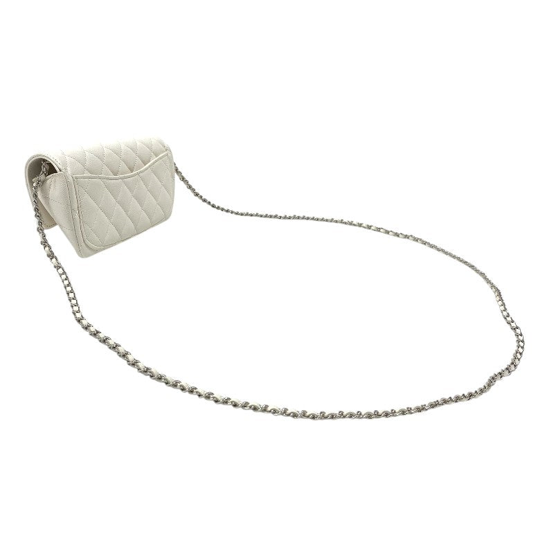 シャネル CHANEL マトラッセ チェーン アイウェアケース AP2044 ホワイト シルバー金具 キャビアスキン レディース ショルダーバッグ
