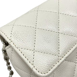 シャネル CHANEL マトラッセ チェーン アイウェアケース AP2044 ホワイト シルバー金具 キャビアスキン レディース ショルダーバッグ