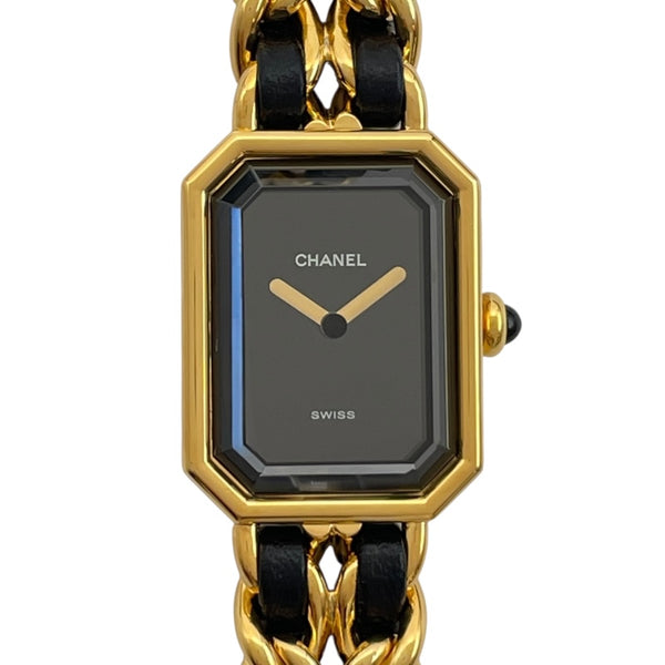 シャネル CHANEL プルミエール M H0001 ブラック GP クオーツ レディース 腕時計
