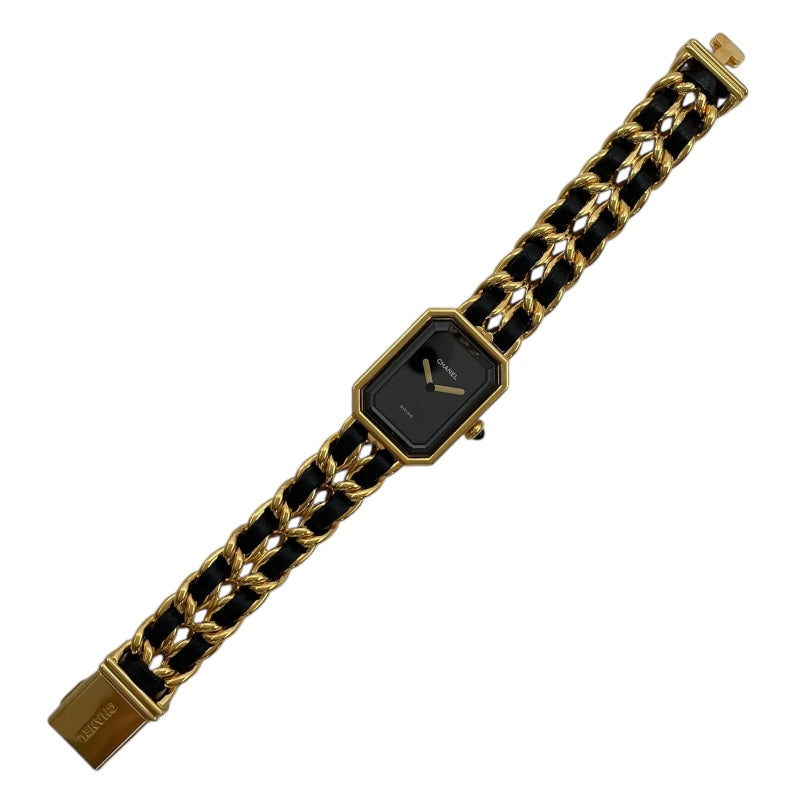 シャネル CHANEL プルミエール M H0001 ブラック GP クオーツ レディース 腕時計