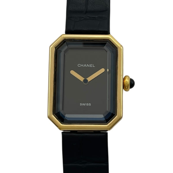 シャネル CHANEL プルミエール H0092 ブラック GP クオーツ レディース 腕時計