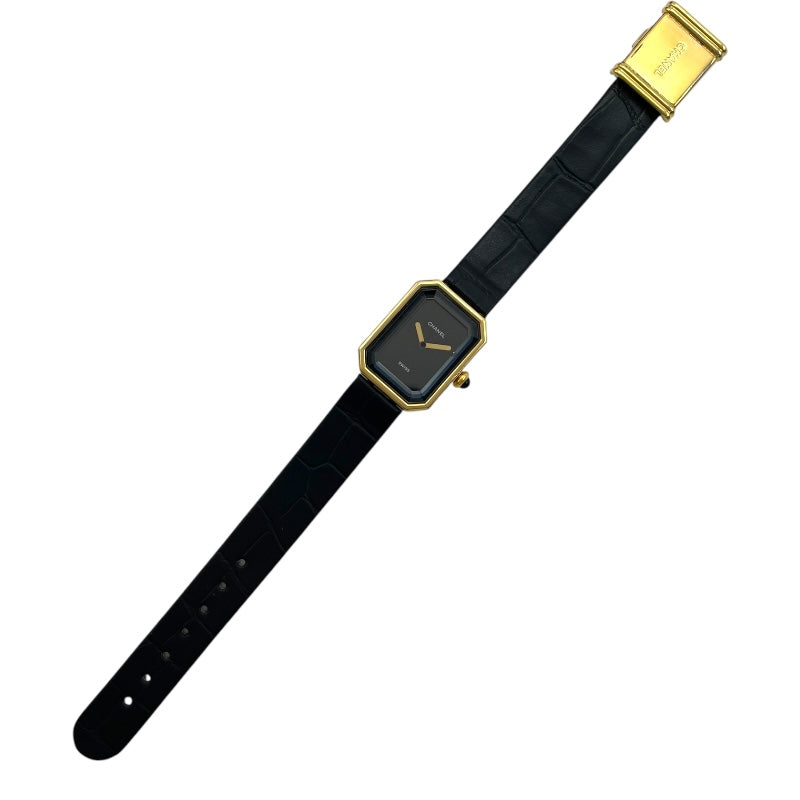 シャネル CHANEL プルミエール H0092 ブラック GP クオーツ レディース 腕時計