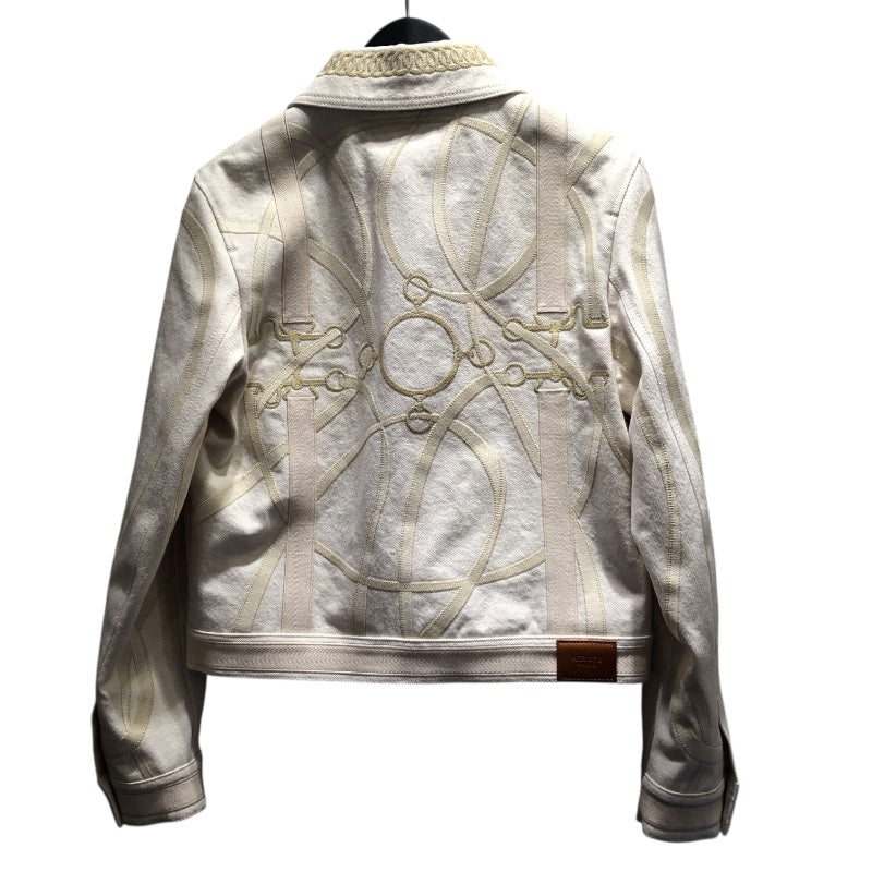 エルメス HERMES 刺繍デニムジャケット 2H0252DT ホワイト コットン