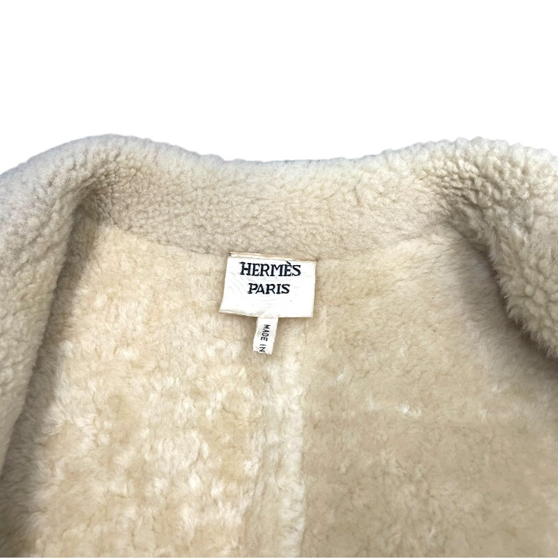 エルメス HERMES ムートンジャケット ゴルチェ期 ブラウン 羊革 レディース その他アウター