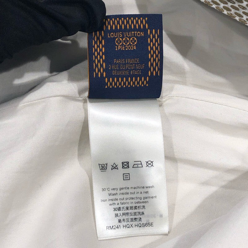 ルイ・ヴィトン LOUIS VUITTON ダミエオーバー長袖シャツジャケット HQS65E ベージュ×ホワイト コットン メンズ 長袖シャツ