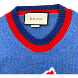 グッチ GUCCI ラビットロゴニットセーター 519831 ブルー 羊毛 レディース セーター