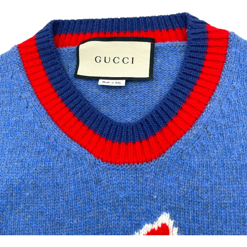 グッチ GUCCI ラビットロゴニットセーター 519831 ブルー 羊毛 レディース セーター