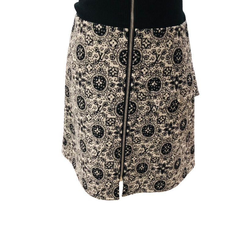 ルイ・ヴィトン LOUIS VUITTON モノグラム切替ジップワンピース FADR36 ウール レディース ワンピース