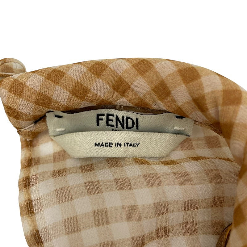 フェンディ FENDI ギンガムチェックシースルーワンピース FDA827 イエロー シルク レディース ワンピース