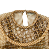 フェンディ FENDI ギンガムチェックシースルーワンピース FDA827 イエロー シルク レディース ワンピース