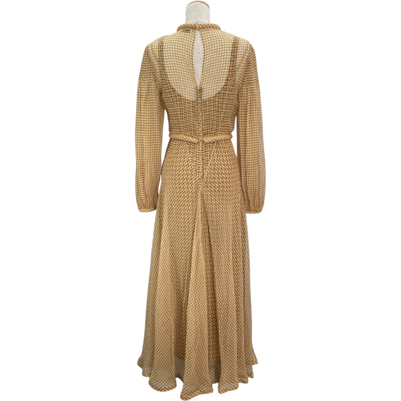 フェンディ FENDI ギンガムチェックシースルーワンピース FDA827 イエロー シルク レディース ワンピース