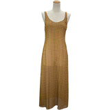 フェンディ FENDI ギンガムチェックシースルーワンピース FDA827 イエロー シルク レディース ワンピース